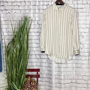 Rachel‎ Zoe Oversized Button Down Hi-Low Striped Shirt M